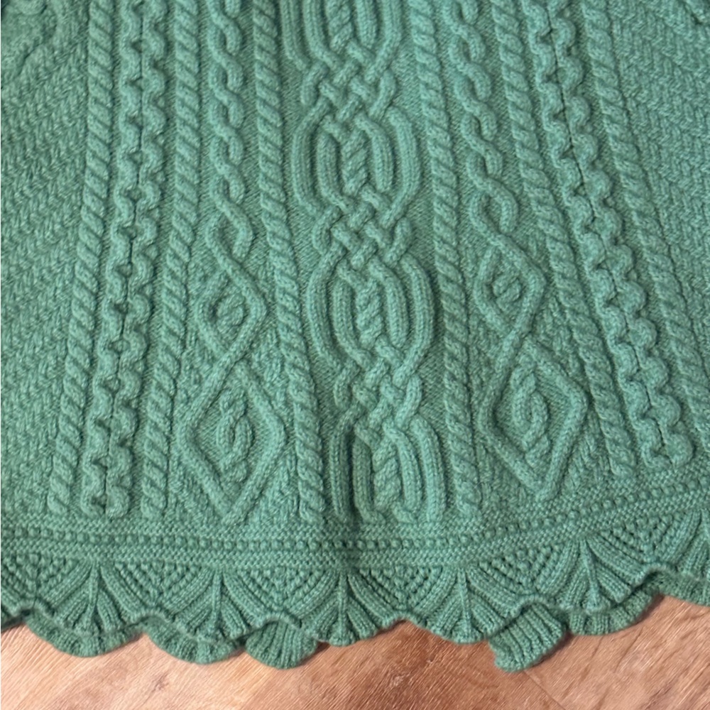 Aran Crafts Green Cable Knit Cardigan Sweater - Picture 7 of 10